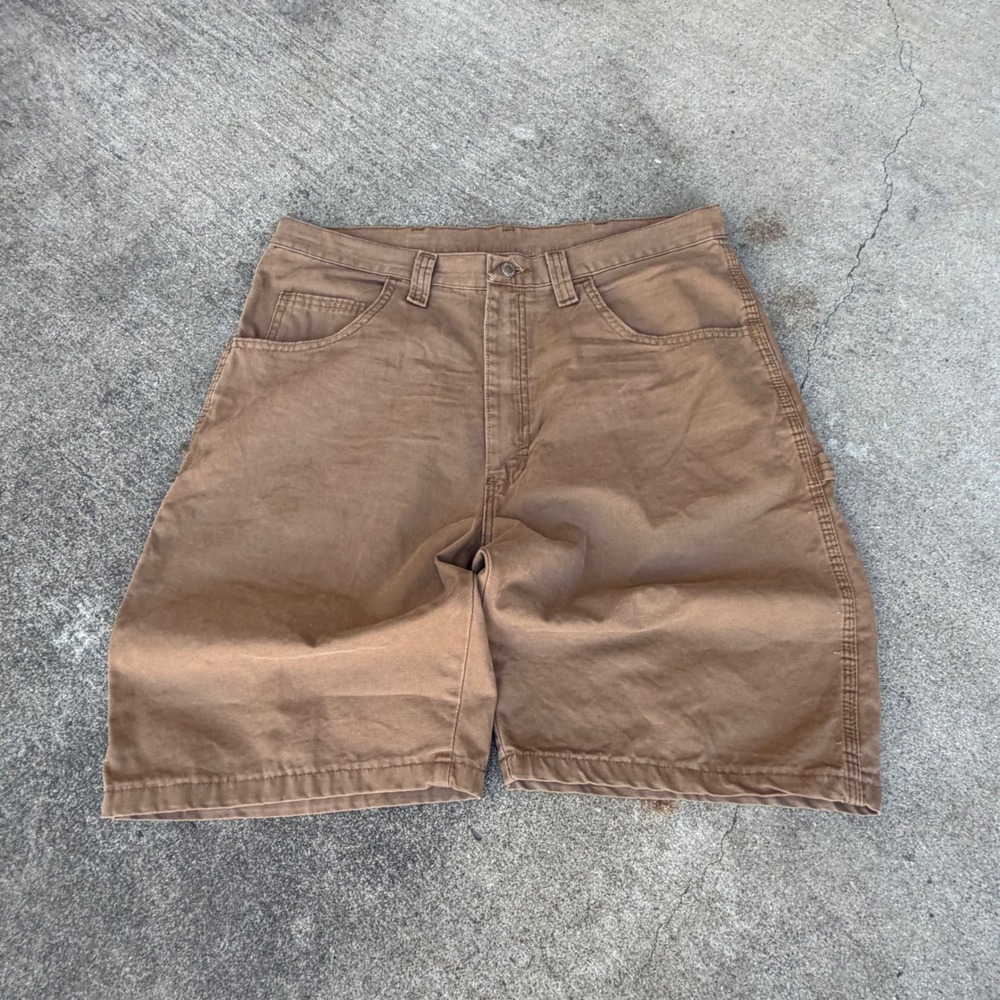 Wrangler Mens Brown Carpenter Shorts Cotton Canvas Utility Workwear 34 04WC2AO